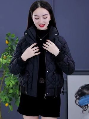 清仓捡漏专柜撤回冬季新小个子短款羽绒棉服外套女保暖菱形格棉衣