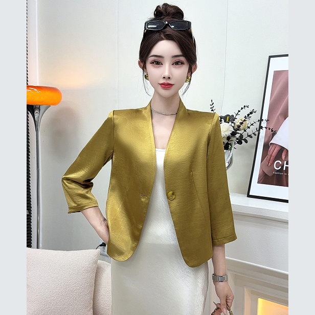 大牌醋酸珠光缎面春夏时尚高级轻奢新款西装外套休闲西服职业上衣