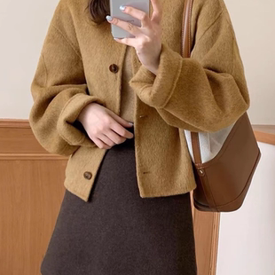 小个子2025年新款 毛呢外套 小香风双面羊毛大衣女短款 韩版