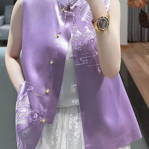 品牌新中式上衣唐装汉服女新款夏季旗袍马甲背心坎肩国风外套