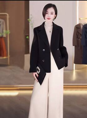 2026新款双面羊毛大衣女短款小个子韩版宽松羊毛呢外套
