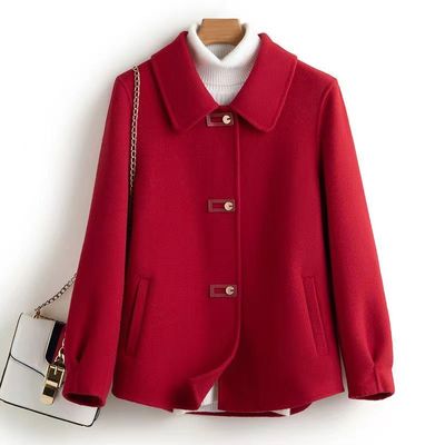 秋冬双面绒羊毛呢短款外套2025新款妈妈装高档气质小众呢子大衣潮