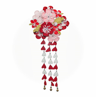 『穆樱』つまみ细工手工日本细工花发夹和风花簪浴衣和服花嫁头饰