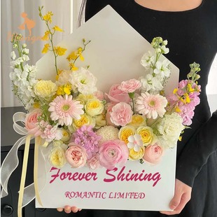 214情人节新款超大号情书盒可折叠信封花盒玫瑰插花盒鲜花束礼盒