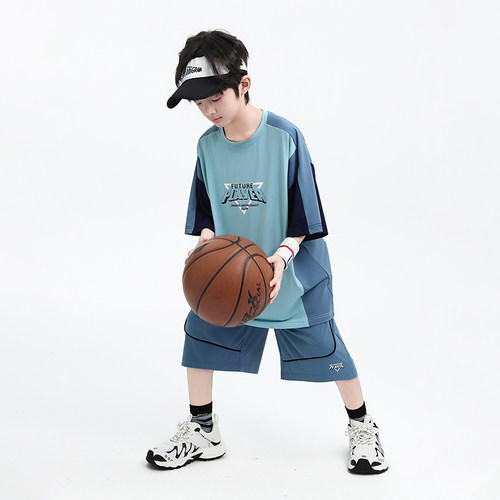 男童夏季速干运动短袖套装2026新款中大儿童装冰感球服两件套夏装