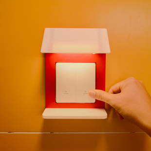 86面板开关贴边框装饰贴充电款感应发光立体开关贴墙贴可爱小房子