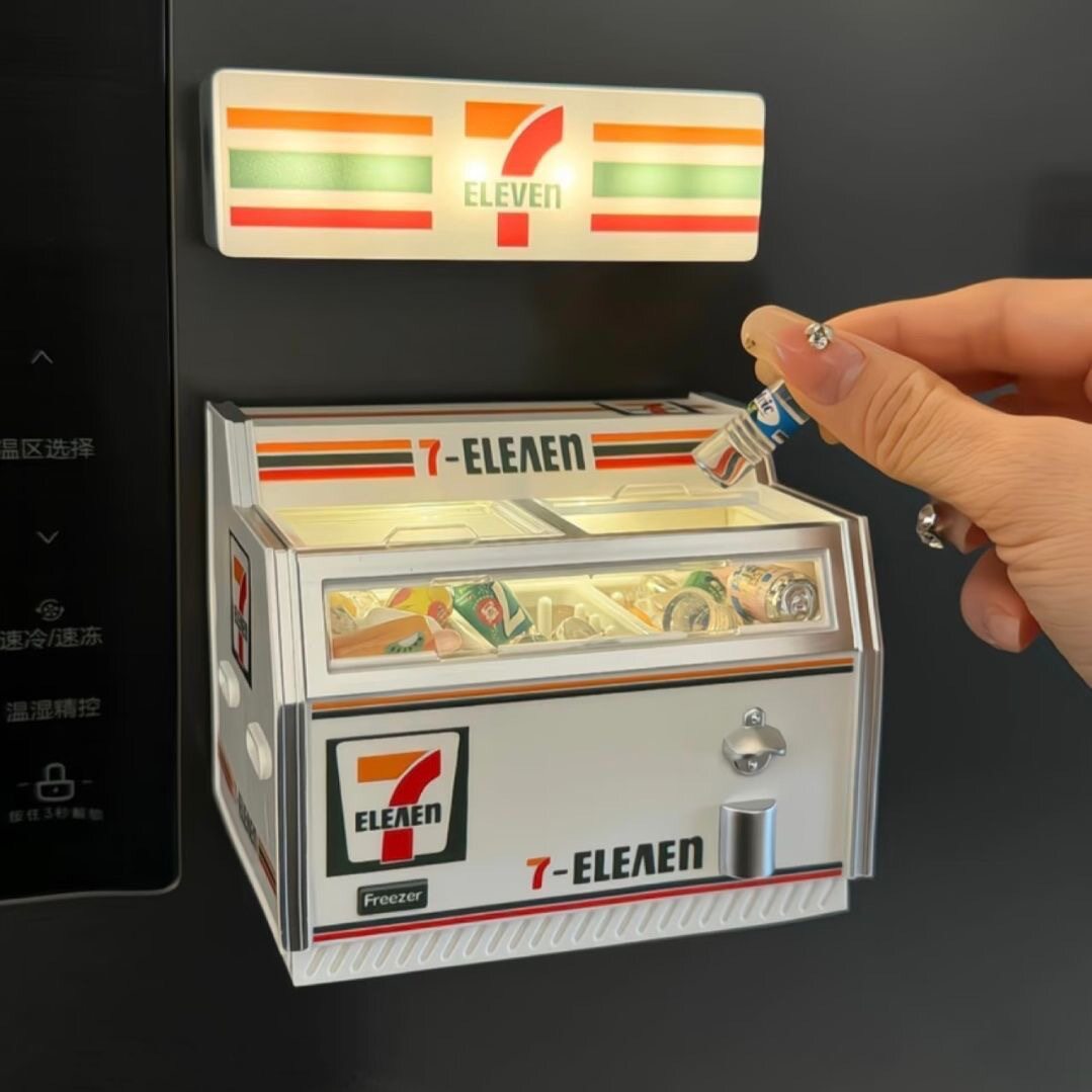 爆款微缩卧式小冰柜冰箱贴可开灯迷你冰箱家饰软装搭配套装冰箱贴