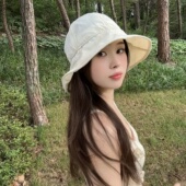 渔夫帽时尚 薄款 大头速干折叠韩版 荷叶边女生圆顶太阳帽遮阳帽子