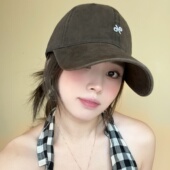 型chao好 大牛龟 版 春秋复古棕色软顶棒球帽韩女宽帽檐鸭舌帽子男