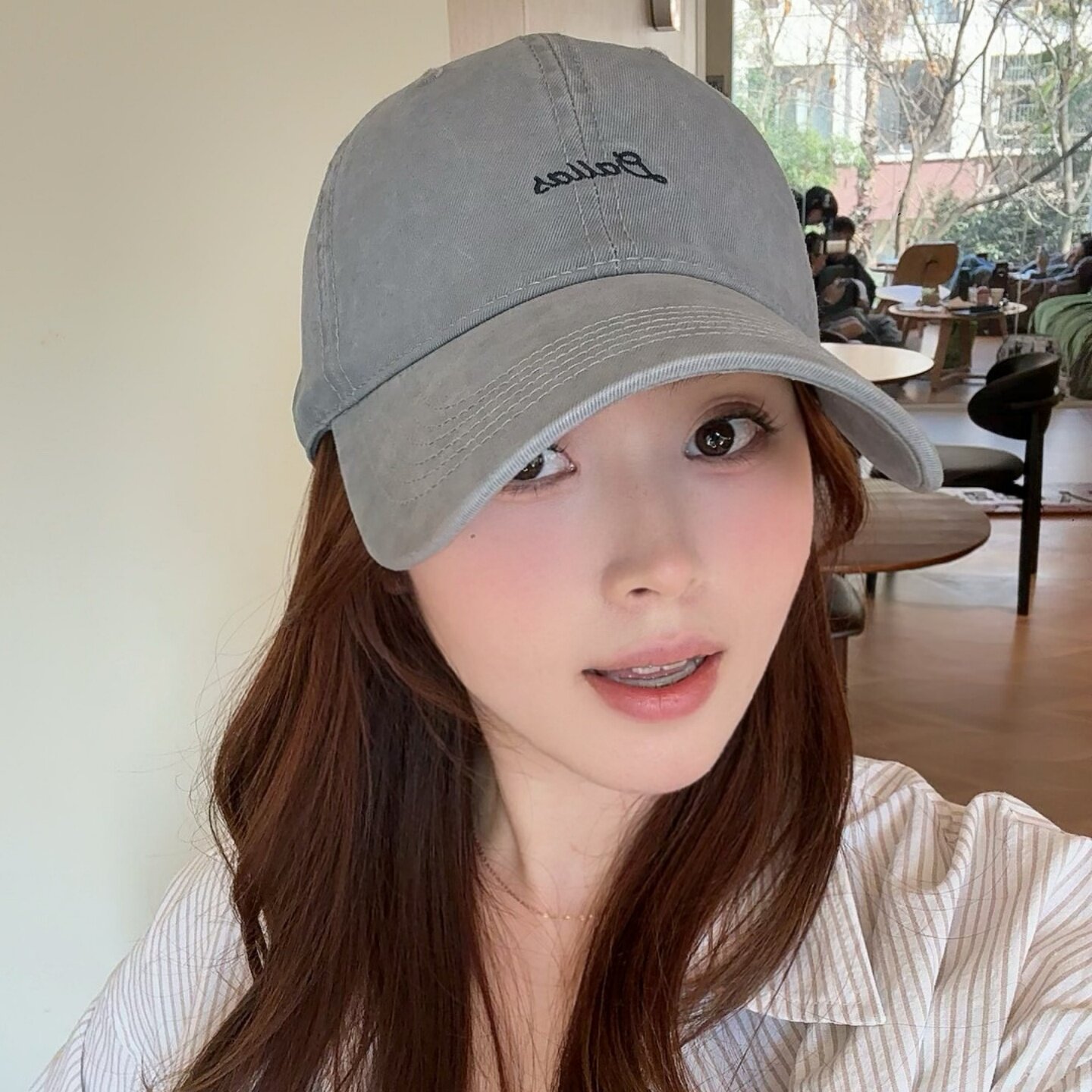 达拉斯字母简约刺绣棒球帽女软顶显脸小时尚加大帽檐宽檐鸭舌帽男