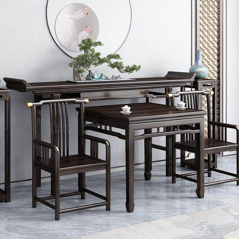 农村明式中堂六件套实木供桌八仙桌新中式翘头条案玄关桌神台供桌