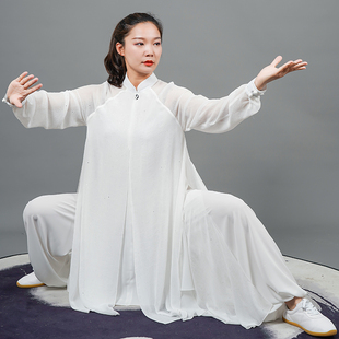 飘逸 表演太极服女透气定制练功服晨练服时尚 马蕾太极春夏新款 长款