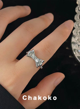 Chakoko百搭素雅气质蝴蝶结戒指