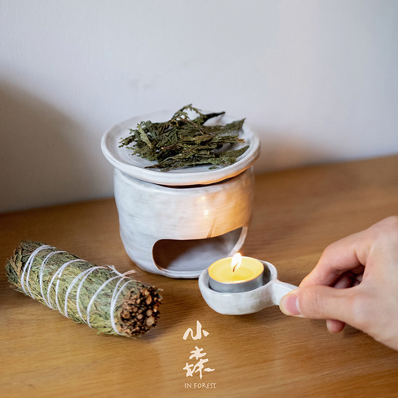 In Forest 小森 手工陶瓷香薰烘烤炉烛台 烤雪松 烤泡茶炉 扩香炉