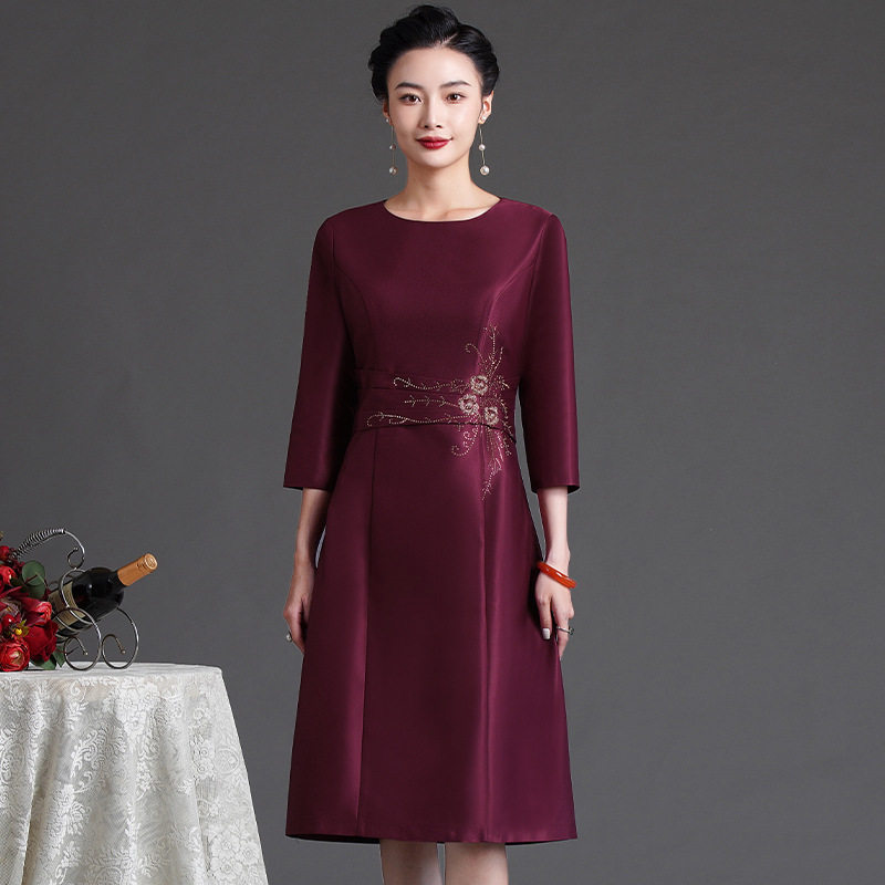 l10486春装新款气质婚礼喜婆婆女装大码小a摆遮跨显瘦连衣裙