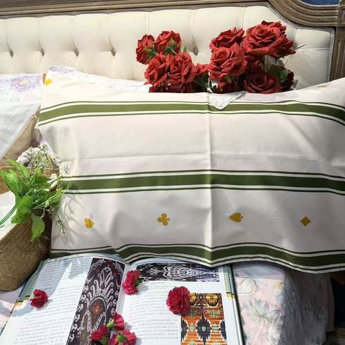 DZ407 【玫瑰贡缎棉】竖条枕套48*74CM一对