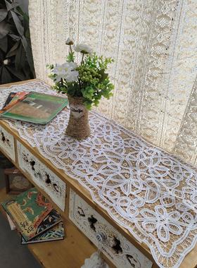 F220百代丽满工长方桌旗白色棉质110x39cm