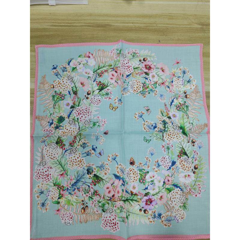Q304-4 手帕 花之卉绿色玫瑰丝巾 30cm