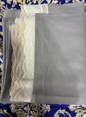 DZ177 深灰色亚麻花边床单 2.2*2.4米