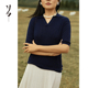 SayYa 半袖 然 小翻领真丝羊绒弹力T恤 短款
