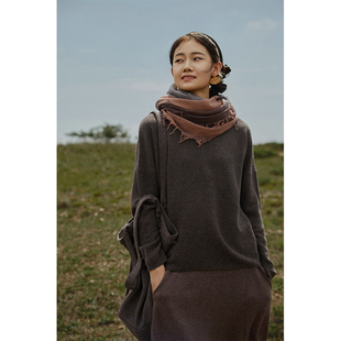 简约正反链针套头羊绒衫 幻 休闲落肩百搭 Say