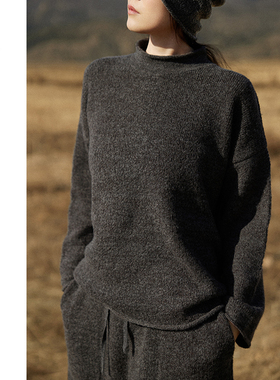 Say Ya【幻】灰色松果 纹理加密特殊纱廓形套头上衣 质感/保暖