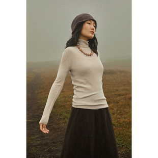 外缝边高领弹力精纺羊绒打底衫 幻 Say