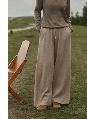 Say Ya【幻】上上签 定制加密精纺羊绒人字纹阔腿裤 宽松/抽带