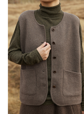 Say Ya【幻】简约加密双面穿羊绒背心 叠穿/搭配