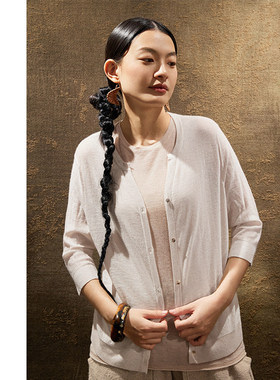 Say Ya【幻】俏版80支精纺羊绒五分袖开衫 轻量