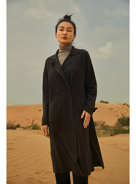 Say Ya【幻】女绅士风翻领双排扣羊绒大衣/垂感赞风衣