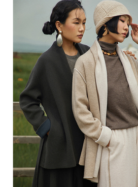 Say Ya 【幻】双色双面穿版私服羊绒大衣 系带/优雅/加密