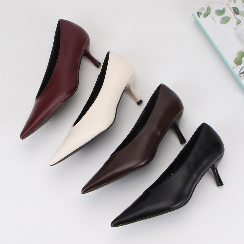 6CM尖头浅口细跟单鞋出口欧美单