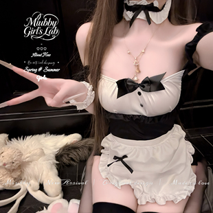 Miubby「黑糖甜仆」可爱纯欲性感露背蝴蝶结女仆制服居家睡裙套装