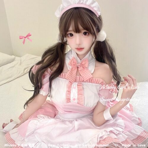 Miubby「半糖少女」日系甜美粉色纯欲女仆装Lolita可爱少女连衣裙