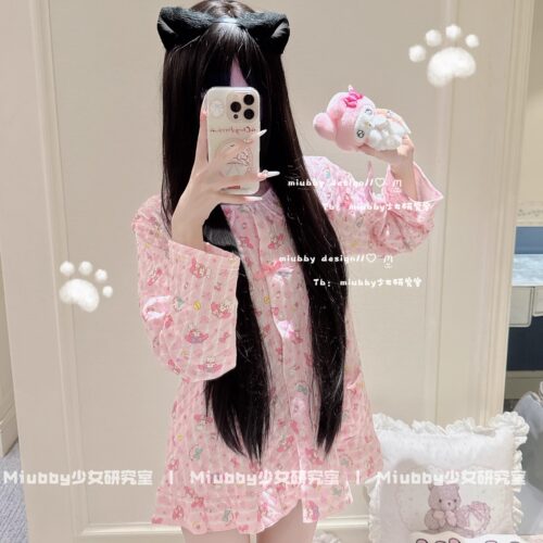 Miubby「乖乖牌小美」日系秋冬少女空气棉melody可爱印花睡衣套装