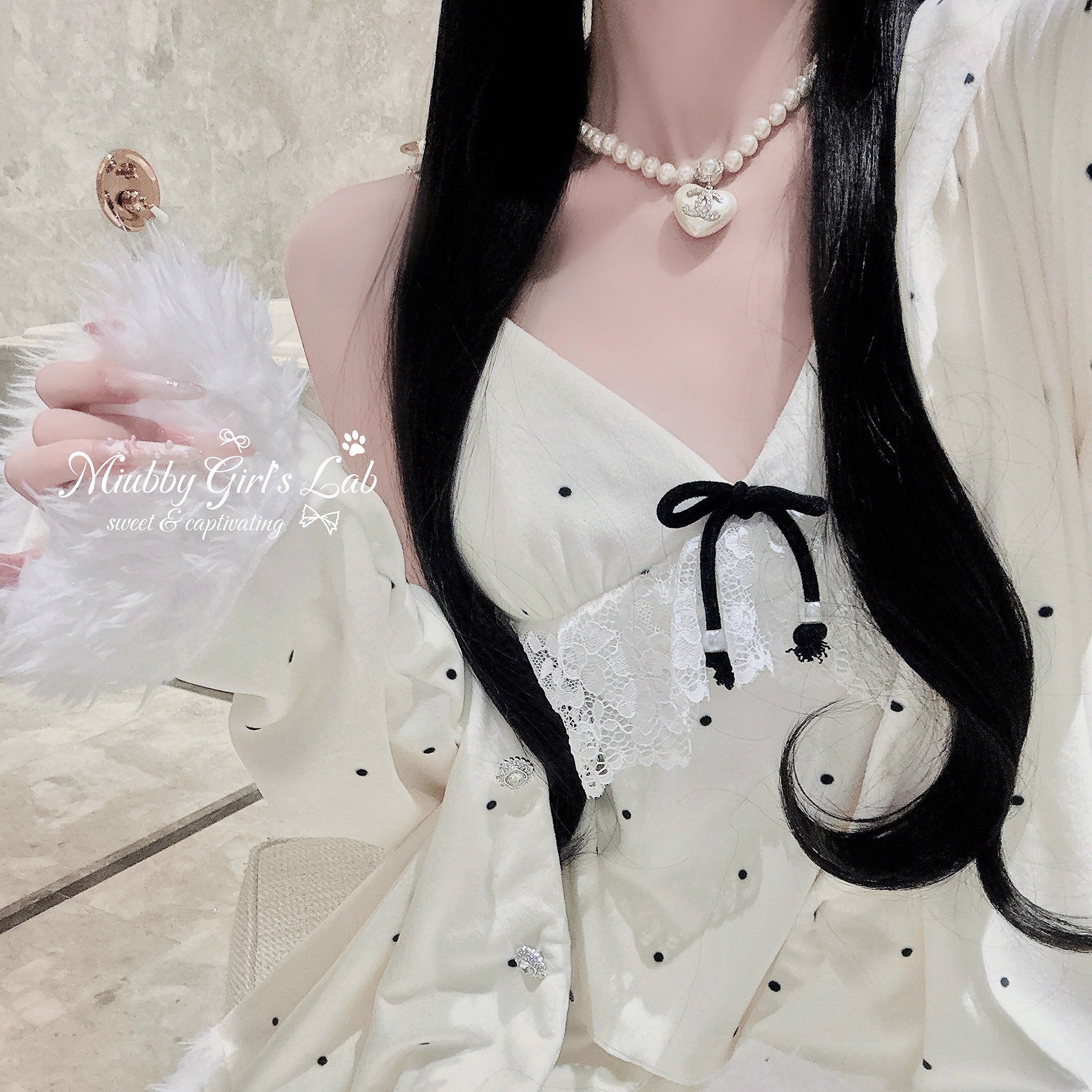 Miubby「冬雪美人」甜美纯欲miu系毛毛边保暖海岛绒睡衣三件套新