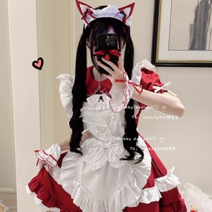 原创线「浆果喵酱」日系可爱圣诞新年猫咪cos女仆装 Lolita连衣裙