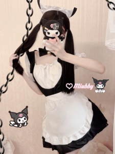 Miubby「女仆小库」黑白铃铛狗短Lolita女仆装蝴蝶结cos连衣裙