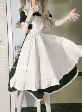 Miubby「伯爵夫人」黑白蕾丝长袖长款贵族lolita女仆装cos服