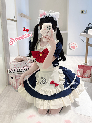 Miubby「白雪*在桃小猫」日系猫咪女仆装cos软妹圣诞lolita连衣裙