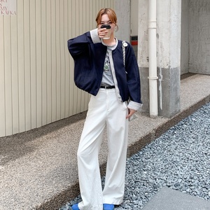 撞色拼接条纹假两件短外套女春秋2025新款休闲气质显瘦小个子上衣图片