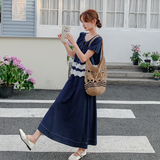 现货时尚牛仔拼接蕾丝两件套套装097-C61-P155,控228，女装套装/套裙，莎莎