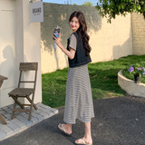 牛仔马甲+经典条纹长裙两件套097-C51-P165,控248，女装套装/套裙，莎莎