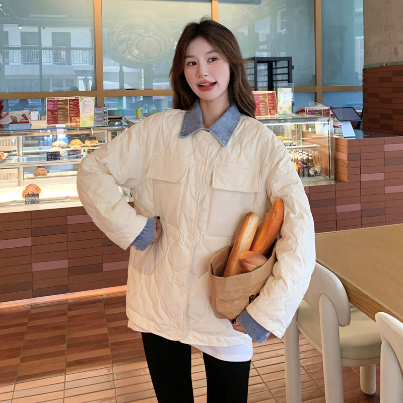 数据好可推假两件牛仔拼接羽绒棉服外套-D01-P150,控228,女装棉衣/棉服,2B218