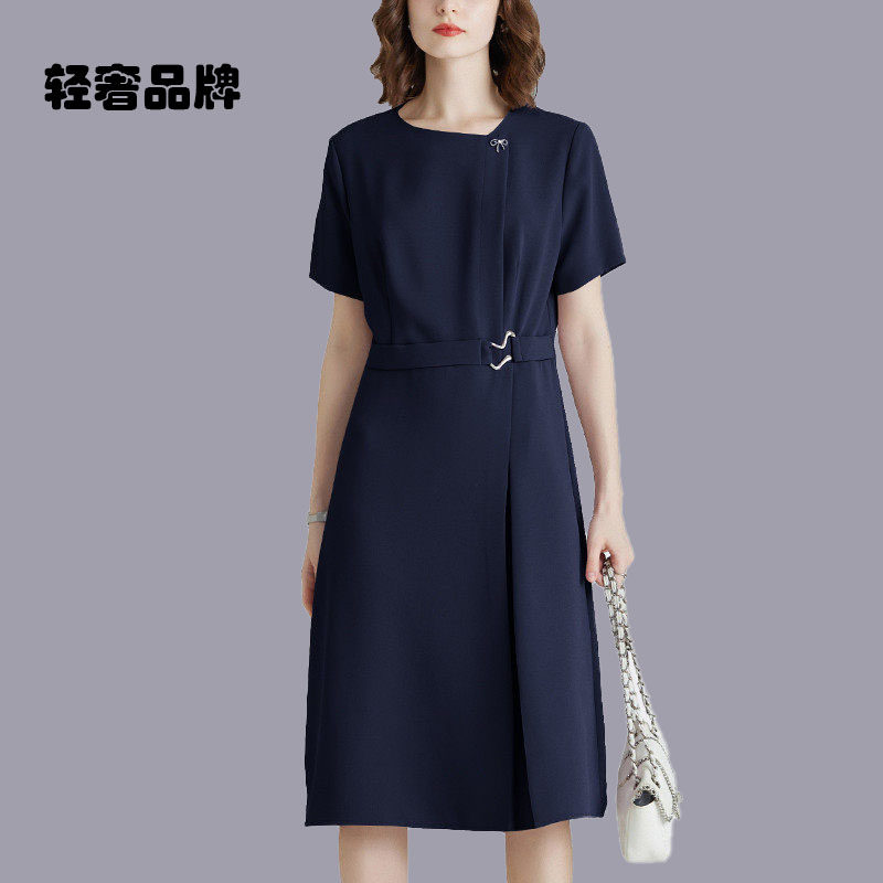 朗姿约定轻奢高端品质大码女装夏季新款显瘦通勤OL经典大方连衣裙