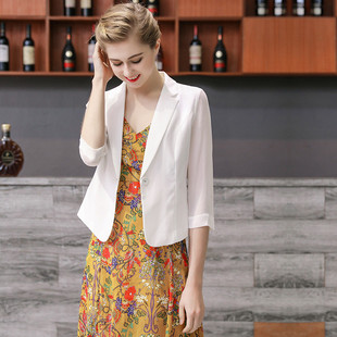 chic小西装外套女薄款雪纺上衣2025新款OL职业西服短款西装外套夏