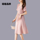 短袖 高级感V领夏季 裙子 夏天女装 朗姿约定雪纺连衣裙女夏2026新款