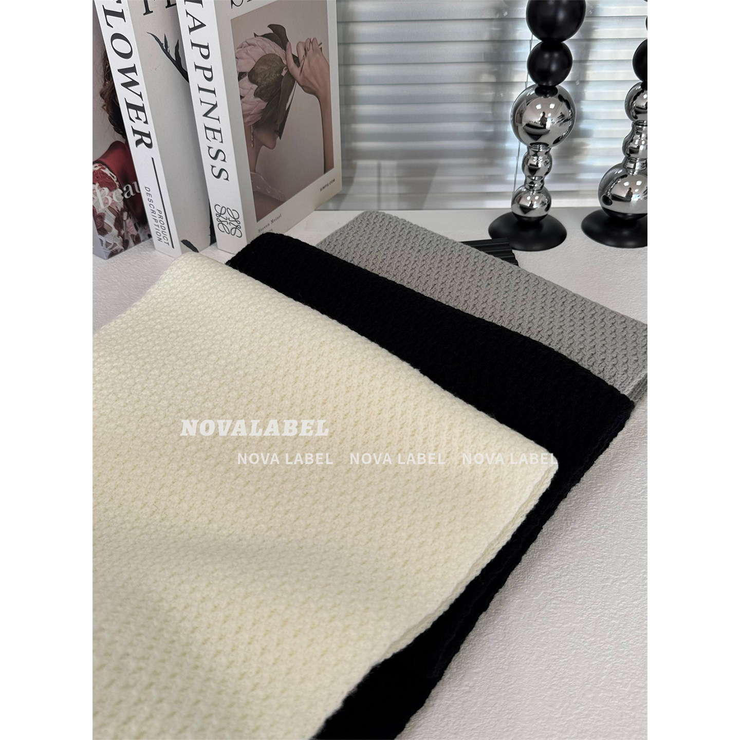 NOVA LABEL 经典秋冬毛线针织感羊毛羊绒简约百搭围巾围脖男女