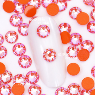 正品施家2088平底圆形L146D橙光色美甲饰品钻耳环耳钉宠物发夹diy